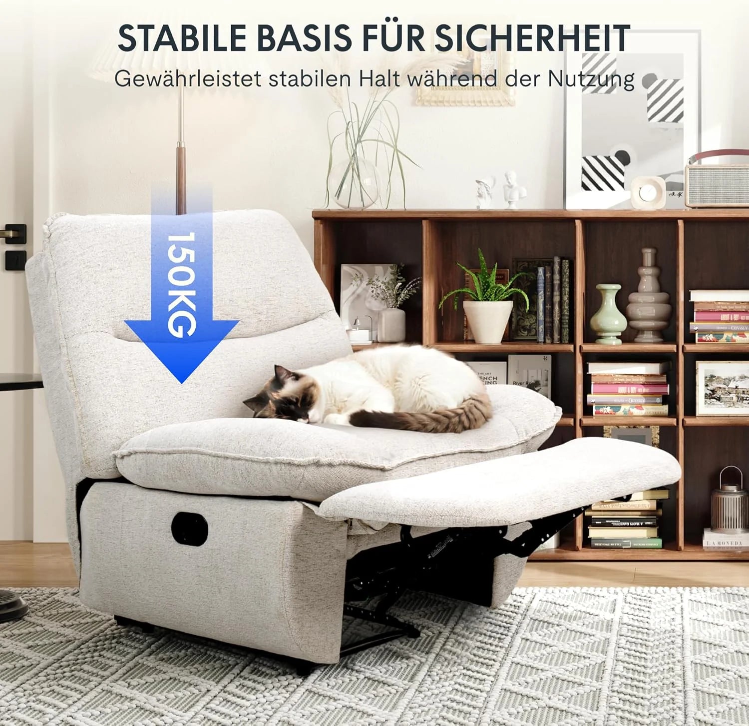 FLEXISPOT XC6 Sillón Relax, Sófa Giratorio con Función Balancín, Sillon TV con Respaldo Ajustable, Silla Reclinable para Dormitorio, Salón y Cine en Casa (Beige)