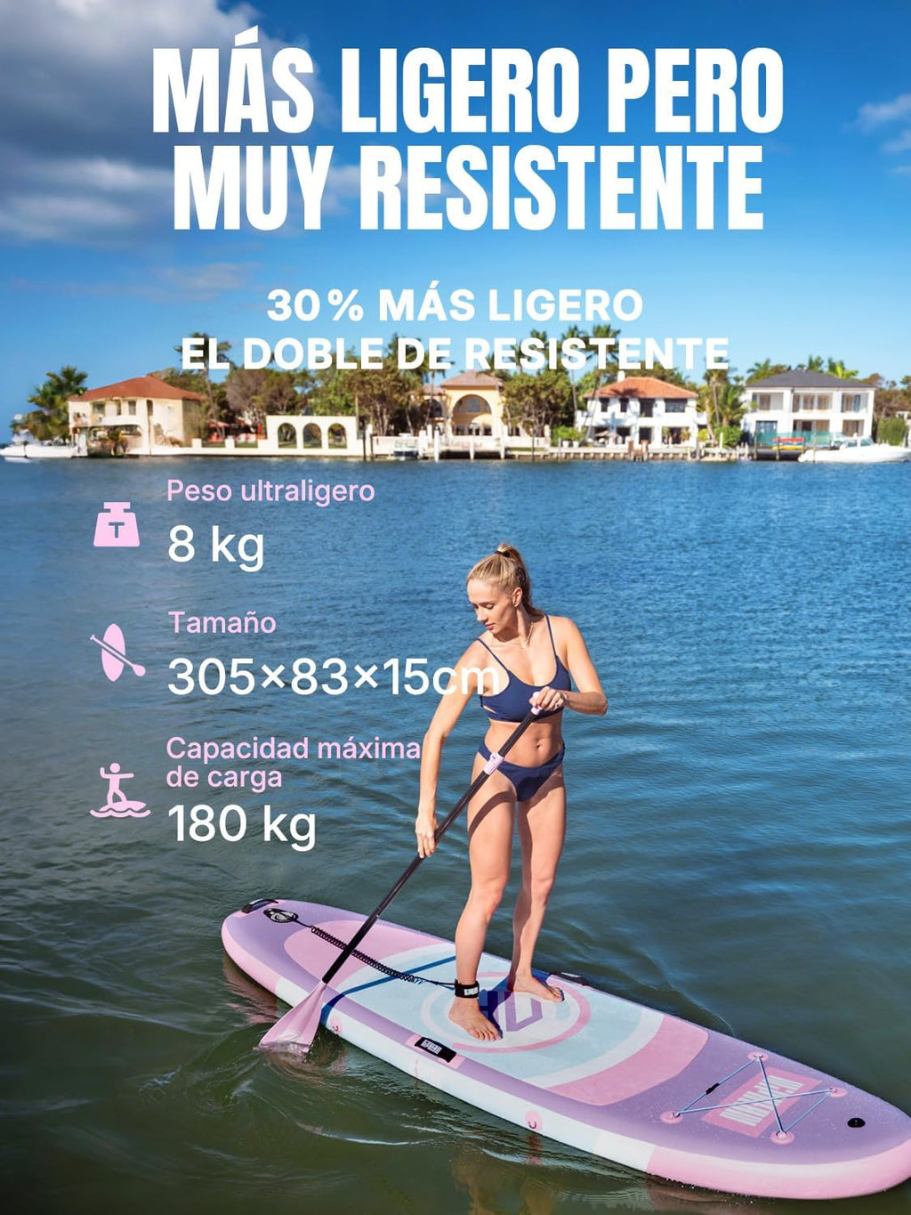 Niphean Tabla Paddle Surf Hinchable, Tabla de Paddle Surf 305 cm con Aletas de Equilibrio para Principiantes y Accesorios Resistentes, Sup Board para Adultos, Stand up Paddle Board Versátil para Yoga