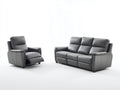 Conjunto de sofás reclinables cuero sintético con función relax 210x95x102 cm - gris - diseño moderno para salón