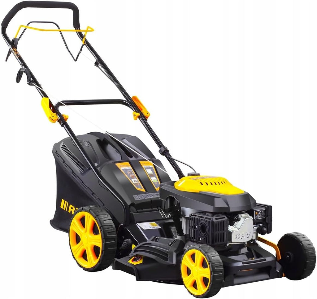 RPM 4735 Cortacésped de gasolina, 47 cm, acero negro, 9 en 1, Multimodo, 31 kg, 7 posiciones, automotriz, motor OHV 146cc