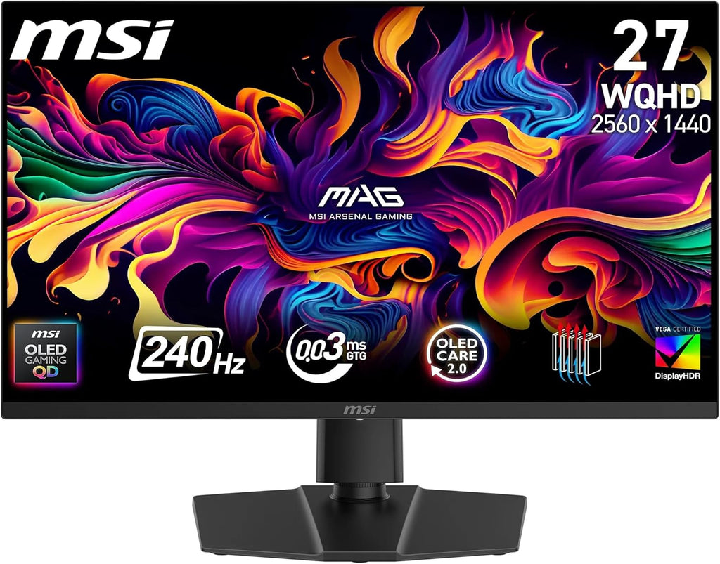 MSI MAG 273QP QD-OLED X24 Gaming Display 26,5" WQHD - Quantum Dot OLED Panel 2560 x 1440, 240Hz / 0,03ms, 99.1% DCI-P3, XXL) E≤2, DisplayHDR True Black 400 - DP 1.4a, HDMI 2.1.1