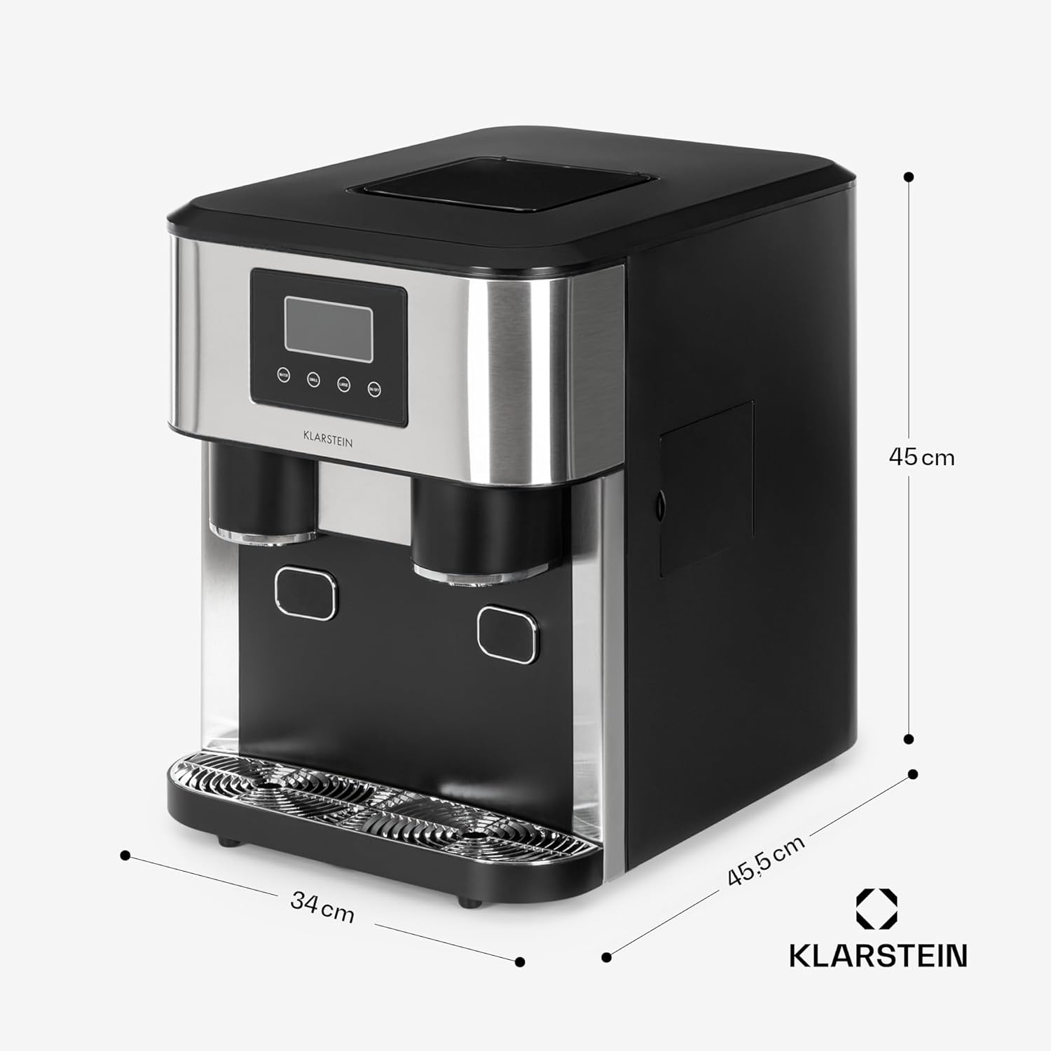 Klarstein Maquina de Hielo Doméstica, 1,8L, Gris oscuro, Ice Maker Encimera 15 kg, para Hacer Cubitos de Hielo y Picado en Casa, con Panel Táctil y Sistema Fácil Limpieza, Función Rápida