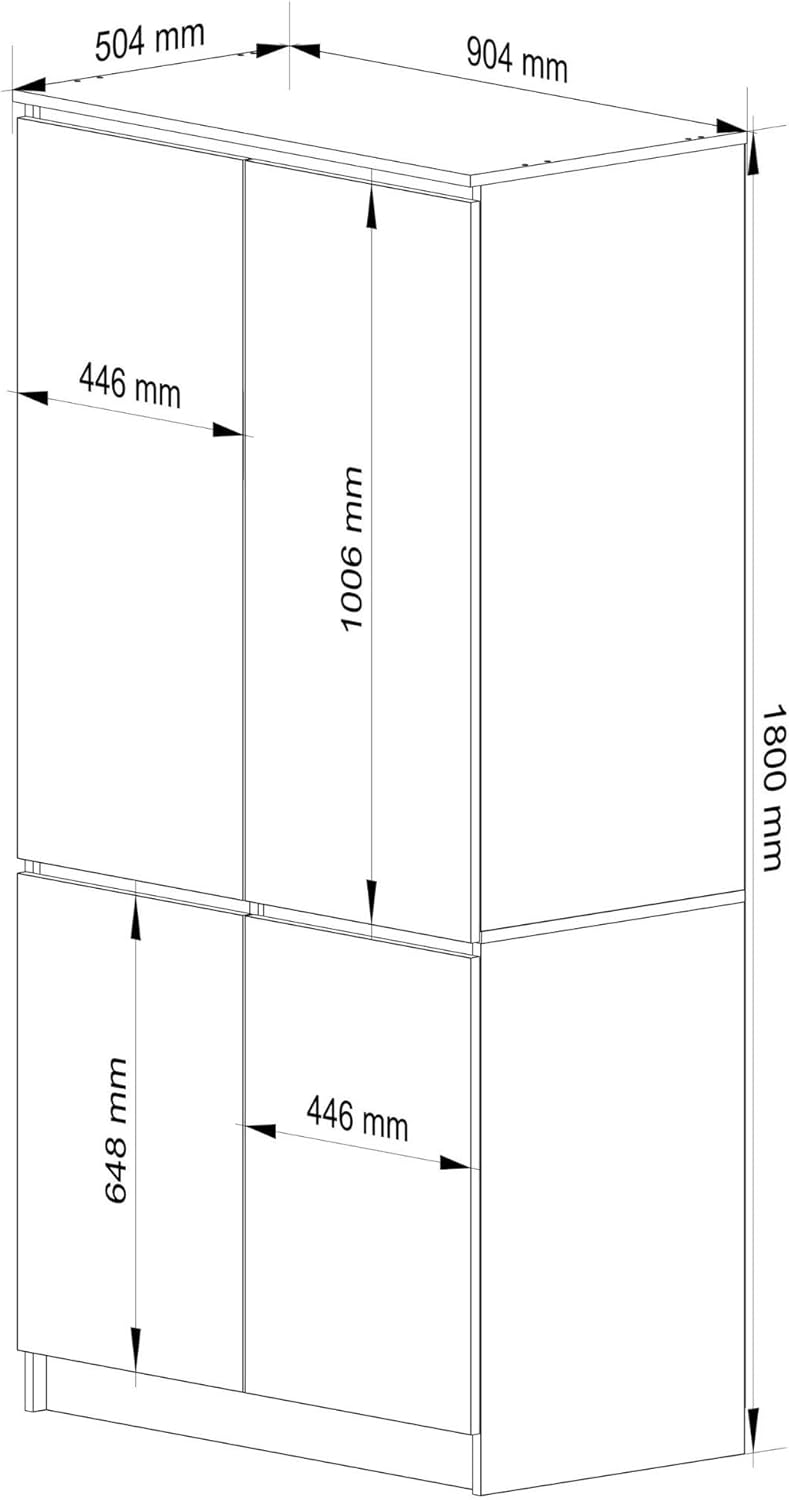 Armario AKORD S90 Roble Artisan 90 cm 4 puertas frente en color Blanco 90x51x180 cm