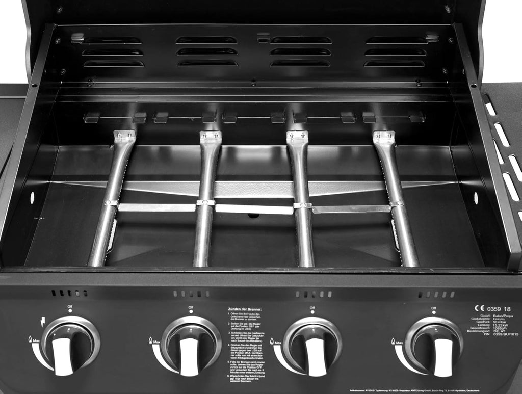 Grill gazowy "COLUMBUS" 4 + 1 palnik firmy El Fuego® BBQ BBQ grill na kółkach, grill gazowy Barbecue AY 563