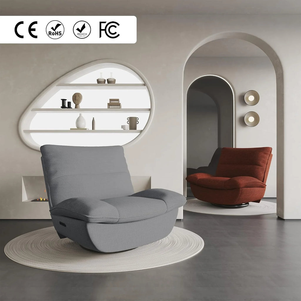 FLEXISPOT XC6 Sillón Relax, Sófa Giratorio con Función Balancín, Sillon TV con Respaldo Ajustable, Silla Reclinable para Dormitorio, Salón y Cine en Casa (Beige)