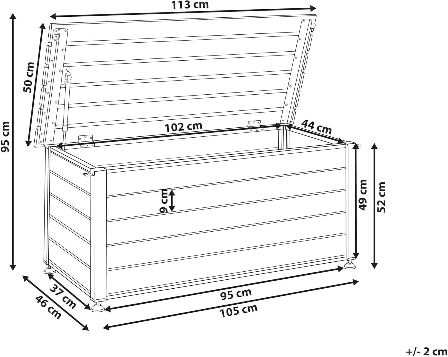 Beliani Arcón para exterior de aluminio mueble de almacenaje de jardín blanco 113 x 50 cm Campalto