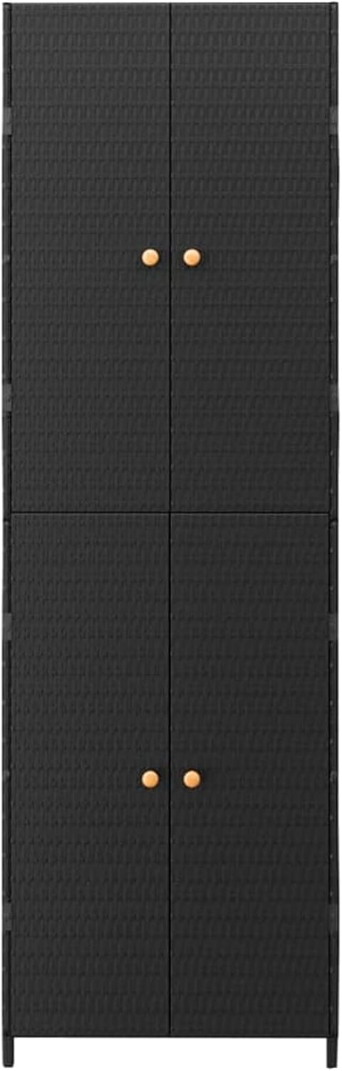 Armario de almacenaje de jardín ratán PE Negro arcones para Jardin Exterior 59x40x180 cm