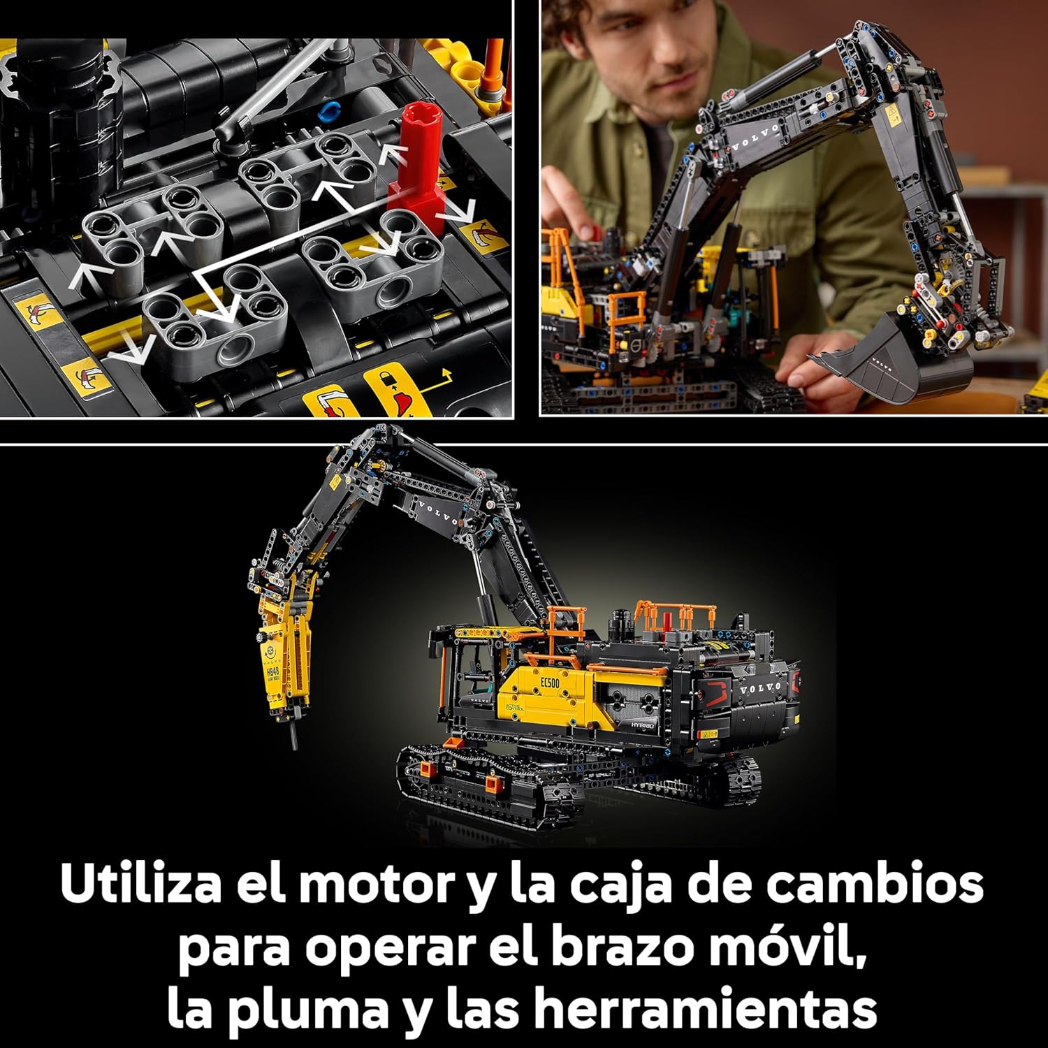 Technic Excavadora Volvo EC500 Hybrid - Kit de Maquetas para Adultos de Vehículo de Obra Motorizado con Brazo Móvil, Orugas, Martillo y Pala - Idea de Regalo para Hombres 42215