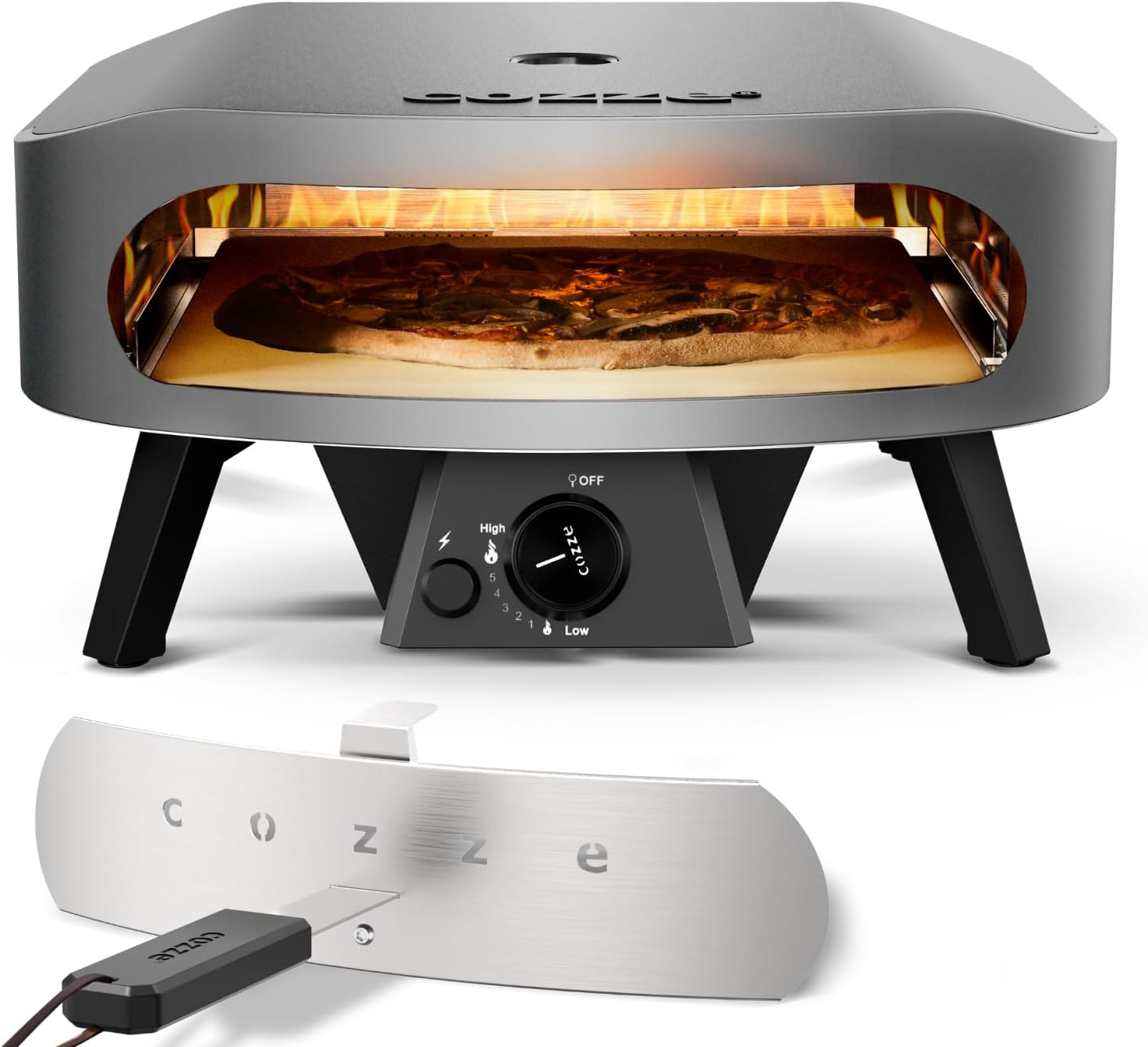 COZZE Gazowy piec do pizzy 17 cali – duży piec do pizzy na zewnątrz (50 mbar) – piekarnik do pizzy z regulatorem do pizzy rodzinnej
