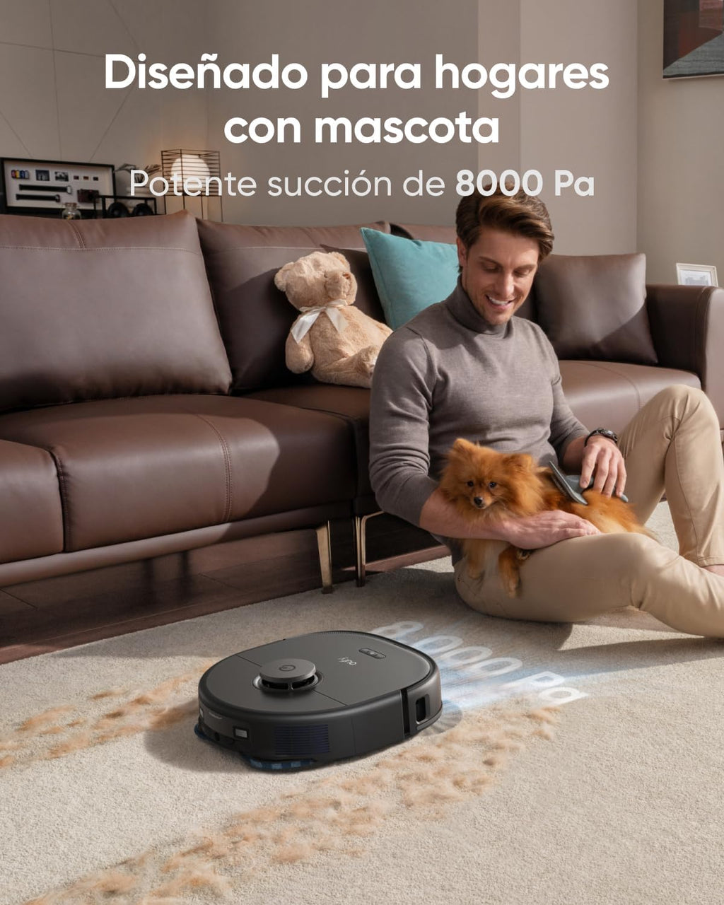 eufy X10 Pro Omni Robot Aspirador con Base Autovaciado y Mopas Giratorias, Mopa Doble con Elevación Automática de 12 mm, Detección de Alfombras, Antiobstáculos AI, Lavado y Secado automático, Negro