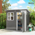 Outsunny Caseta de Jardín Exterior, 2,55 m² 221x133x190 cm, Cobertizo de Jardín Exterior Metálico con Ventana, Puerta con Cerradura y Ventilaciones, para Almacenamiento de Herramientas, Gris Oscuro