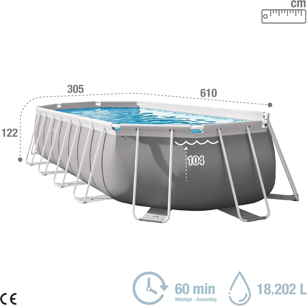 Intex 26798NP - Piscina desmontable ovalada intex prism frame 610x305x122 cm con depuradora