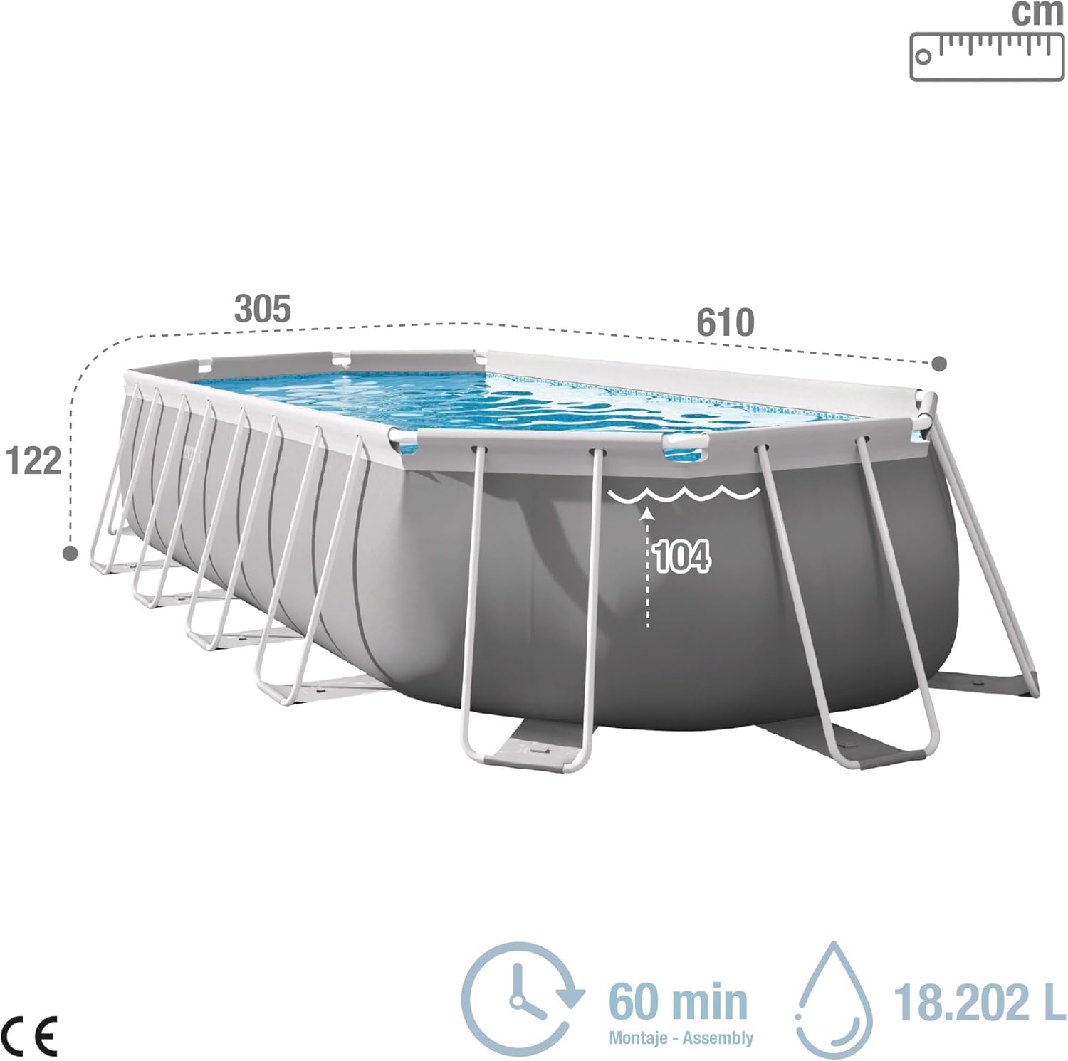 Intex 26798NP - Piscina desmontable ovalada intex prism frame 610x305x122 cm con depuradora