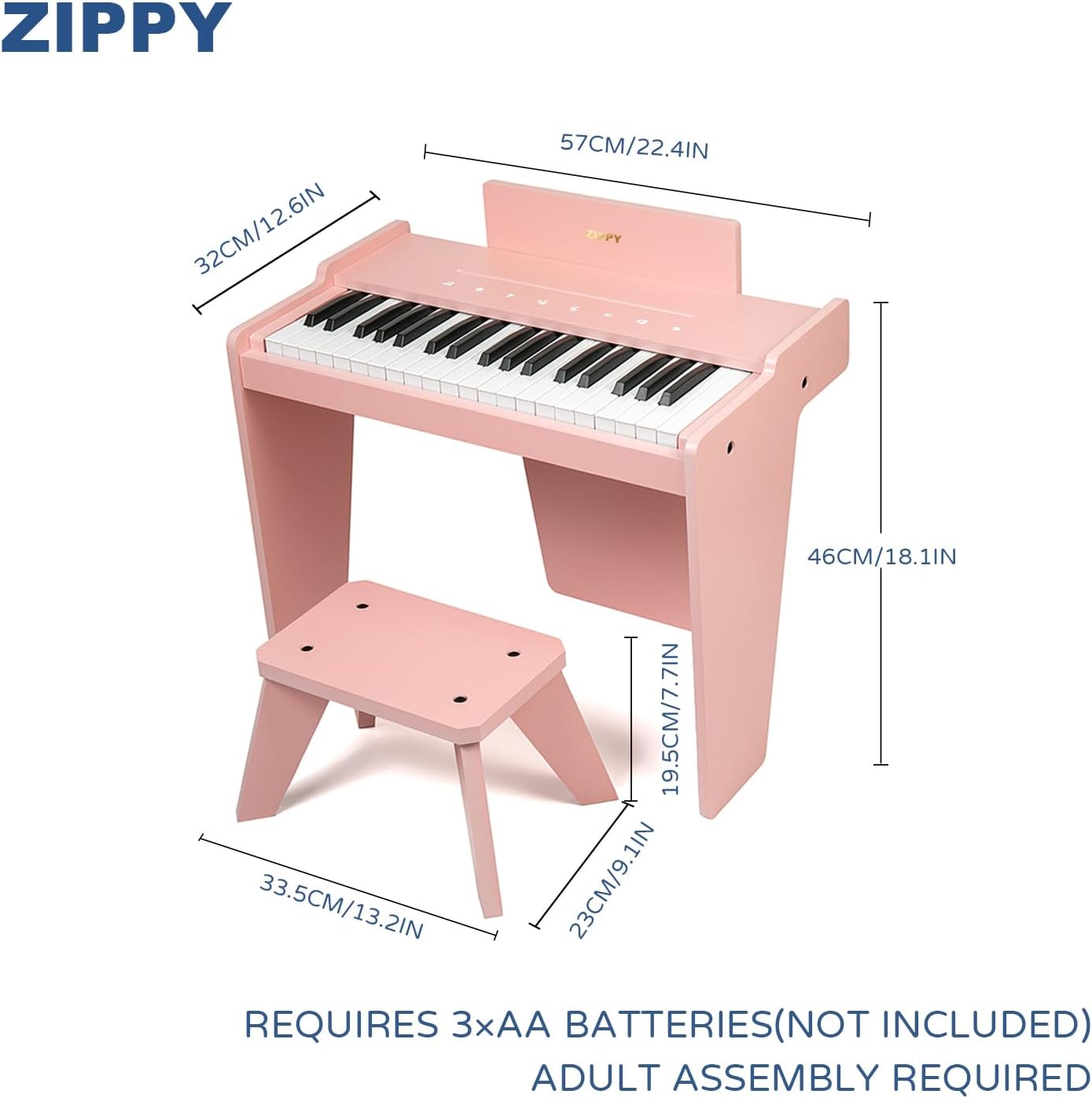 Teclado de Piano para niños, Piano Digital de 37 Teclas, Juguete de Instrumentos de Aprendizaje de música, Piano de Madera para 3 + niñas y niños (Rosa Plus)