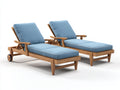 Tumbonas de jardín madera maciza 200x65x85 cm - marrón y azul - respaldo ajustable diseño moderno para exterior