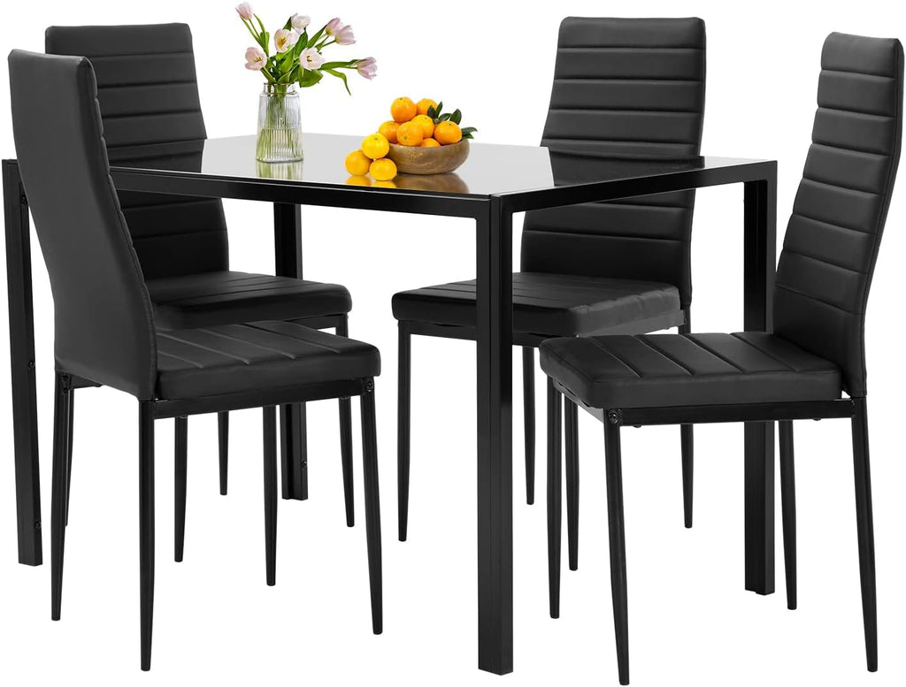 2025 Conjunto de comedor FDW, mesa de vidrio con sillas, para espacios pequeños, mesa de cocina y 4 sillas
