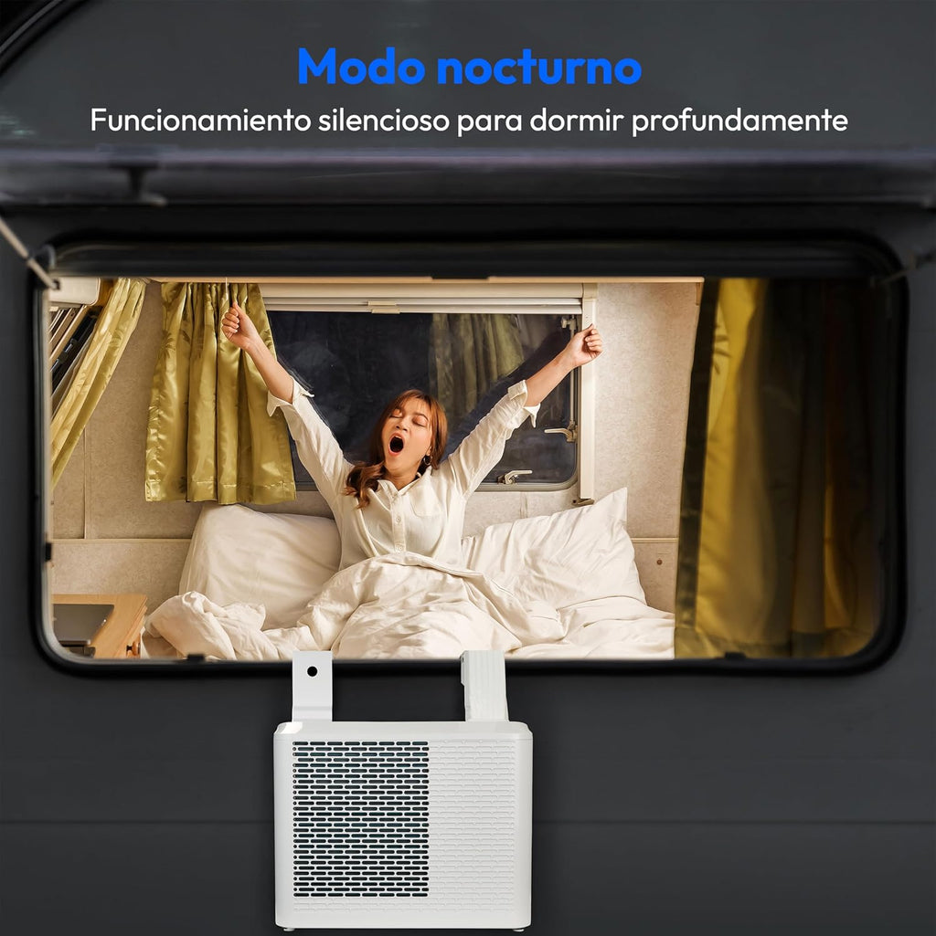 MEDION Smart Split Aire Acondicionado Caravana P502 (5000 BTU, 3 en 1, Refrigeración, Deshumidificación, Ventilador, hasta 12 m², ideal para caravanas, Campers, Modo Nocturno, WiFi, App, MD 37735)