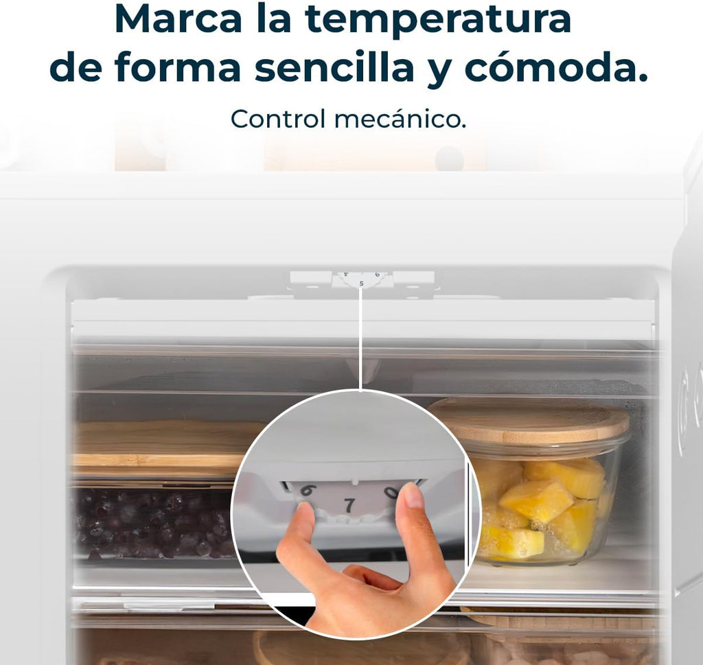Cecotec Congelador Vertical Sobremesa 97 L Bolero CoolMarket TF 97 White, Clase Energética E, Diseño compacto, Puerta reversible, 3 Cajones, Medidas 55,1 x 57,5 x 83,5 cm, Color Blanco