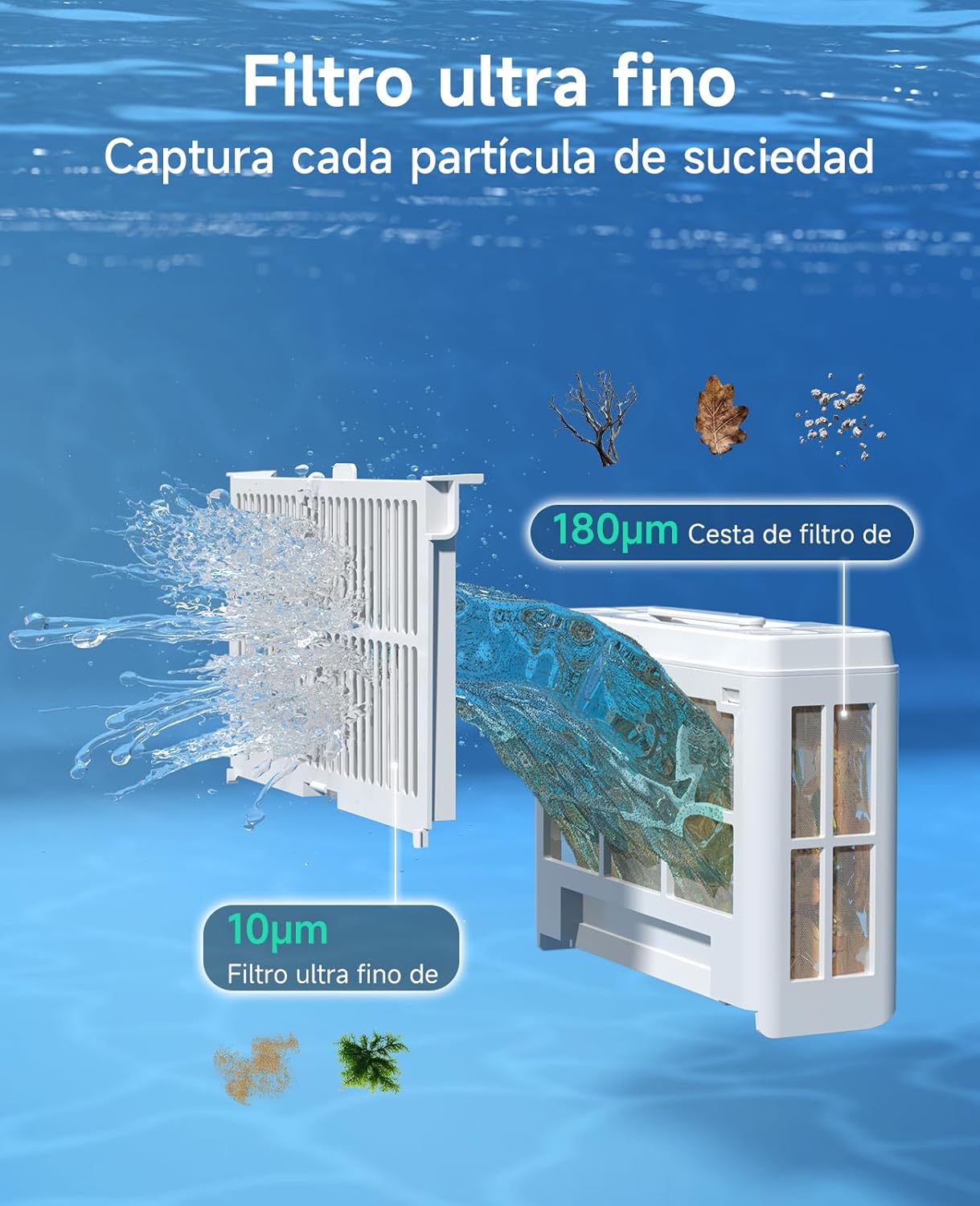 WYBOT C2 Limpiafondos Piscina, Robot Limpiafondos Piscina Inalámbrico 150㎡, Doble Filtración, 3 Motores, Succión Potente, Limpieza Paredes & Línea de Agua, 180 Min, App(Gris-Verde Gris)