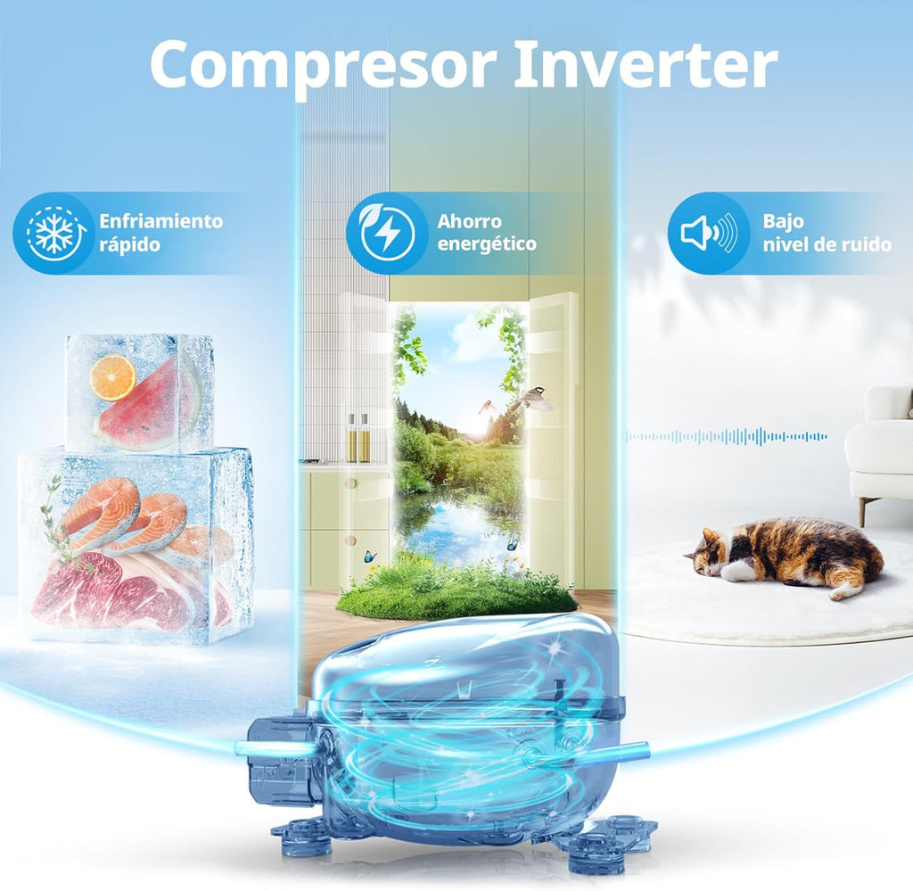 COMFEE' RCU83WH3EU(E) Congelador vertical independiente 88 Litros, 3 cajones, Congelador de gran capacidad, Termostato ajustable, Puerta reversible, Blanco