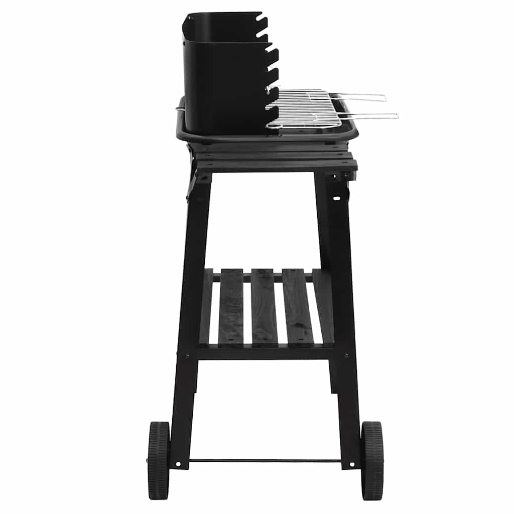 Barbacoa De Carbón Con Ruedas Acero Negro Vidaxl