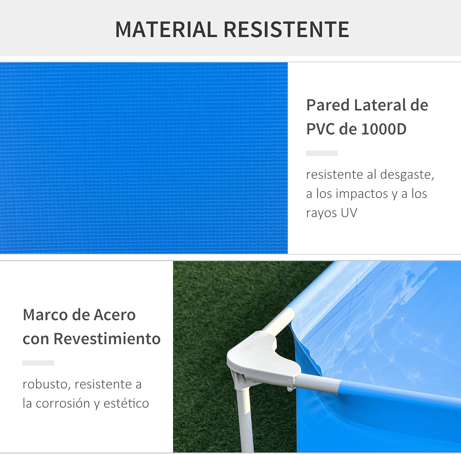 Outsunny Piscina Desmontable Tubular 252x152x65 cm con Depuradora de Cartucho 1200L/H Piscina Rectangular de Exterior para Adultos y Niños 2163L Azul
