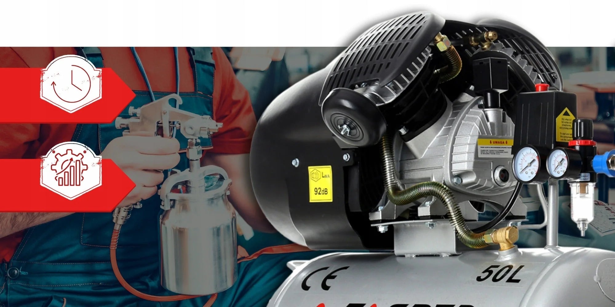 KOMPRESOR SPRĘŻARKA TAGRED 50L V2 SEPARATOR ZESTAW + Olej WYSOKA JAKOŚĆ