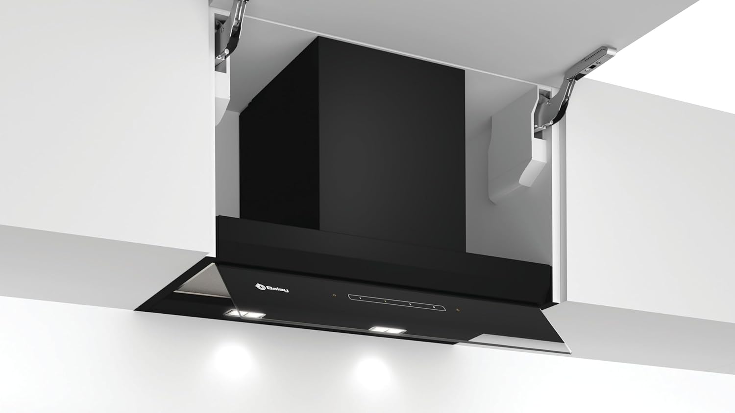 Balay – Campana Extractora Decorativa Integrable, 60 cm de ancho, 4 potencias de extracción, Instalación en Salida de Humos o Recirculación, Negro, 3BD967GN