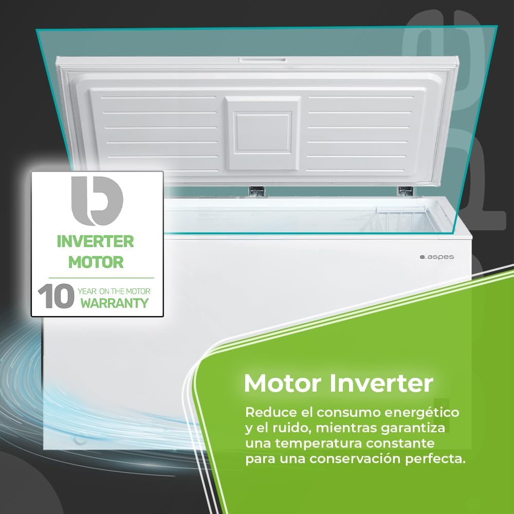Aspes Congelador Horizontal Blanco ACHH4500EDC. Capacidad 418 Litros, Dual Cooling, 2 Cestas, Bajo Nivel Sonoro, Eficiencia Energética Clase E