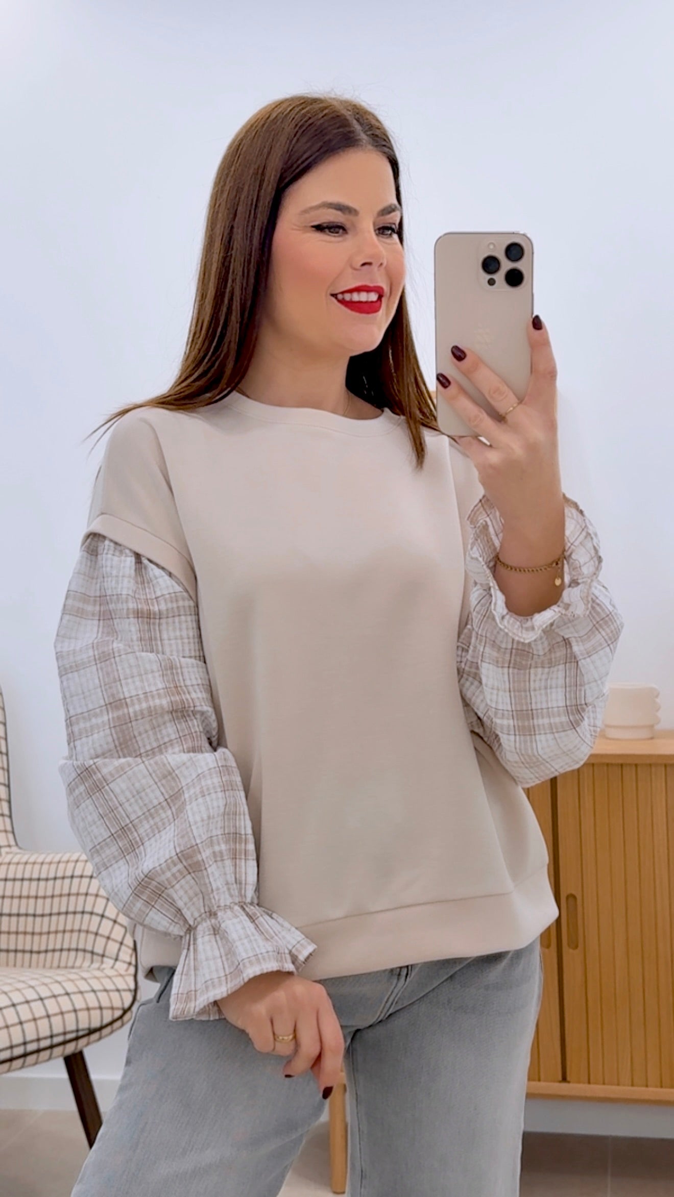 SUDADERA MANGA VICHY