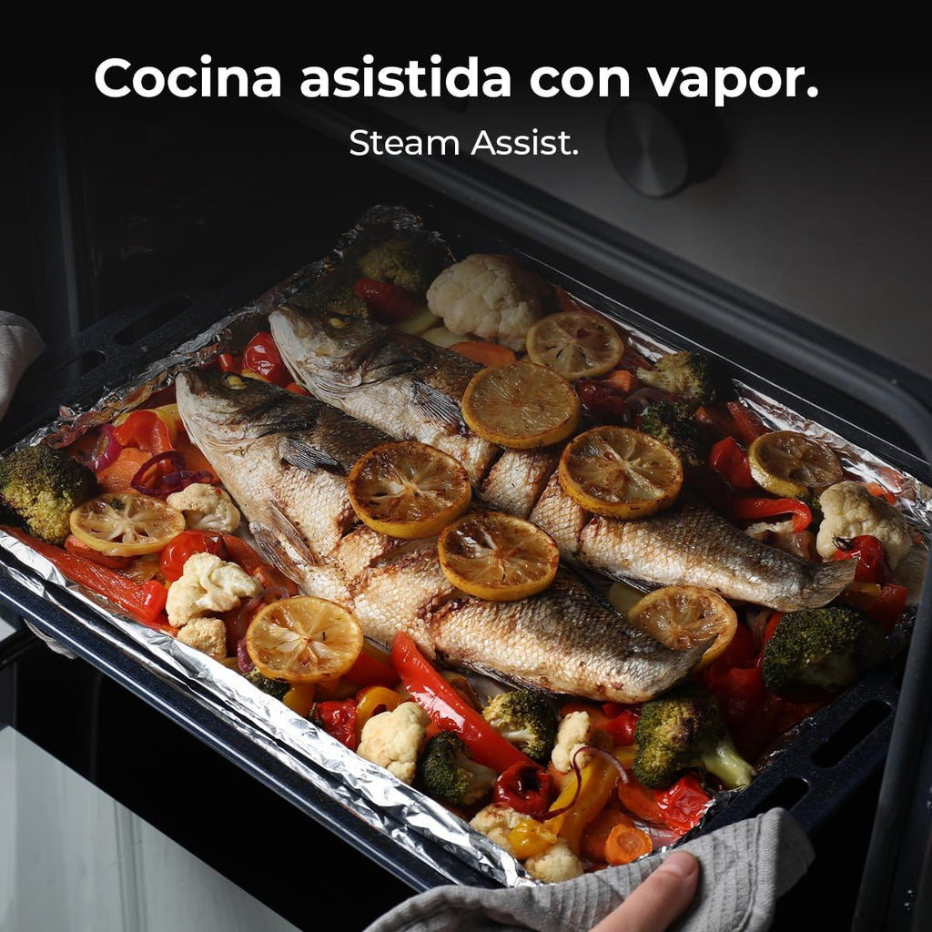 Cecotec Horno Integrable Multifunción 70L Bolero Hexa M236000 Line Time. 2800W, 6 Funciones, Temporizador, Steam Base XXL, Steam Assist, Steam EasyClean, Cooling Fan, Modo Defrost, Eco, Convección