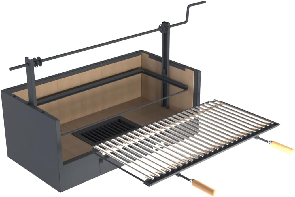 Imex El Zorro – Cajón Barbacoa con Ladrillo Refractario | 90x48x65 cm | Estructura Robusta de Acero y Alta Retención de Calor | Ideal para Barbacoas de Carbón y Leña en Exteriores