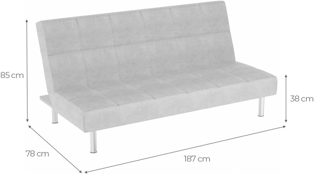 Mattfy - Sofá Cama Clic Clac Tipo Libro de 3 Plazas Modelo Milos, Diseño Moderno, Práctico y Funcional, Acabado en Gris