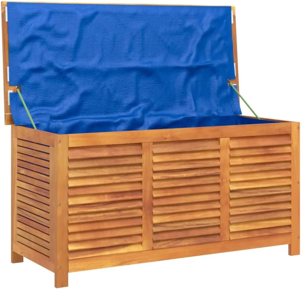 Baul Almacenaje de Madera de Acacia, Baul Almacenamiento, Banco Almacenaje, Caja de Almacenamiento de Jardín, para Interior y Exterior, 113 x 50 x 56 cm