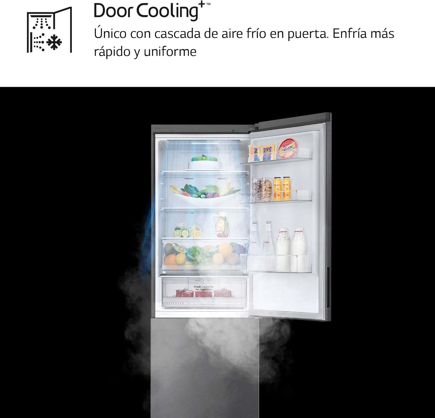 GBP61DSXGC - Frigorífico Combi No Frost, Congelador, Compresor Smart Inverter, Color Inox Antihuellas, 186 cm, 341 l
