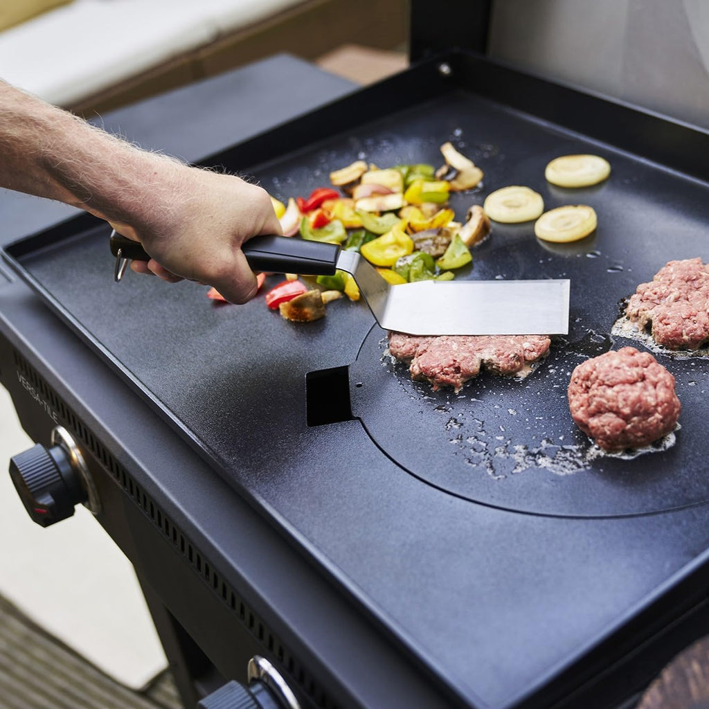 Char-Broil Barbacoa de Gas Versa-Tile, Plancha a Gas de 2 Zonas, Superficie de Cocción: 70 x 50 cm, Sistema de Módulos 3 en 1: Plancha, Parrilla y Horno para Pizza