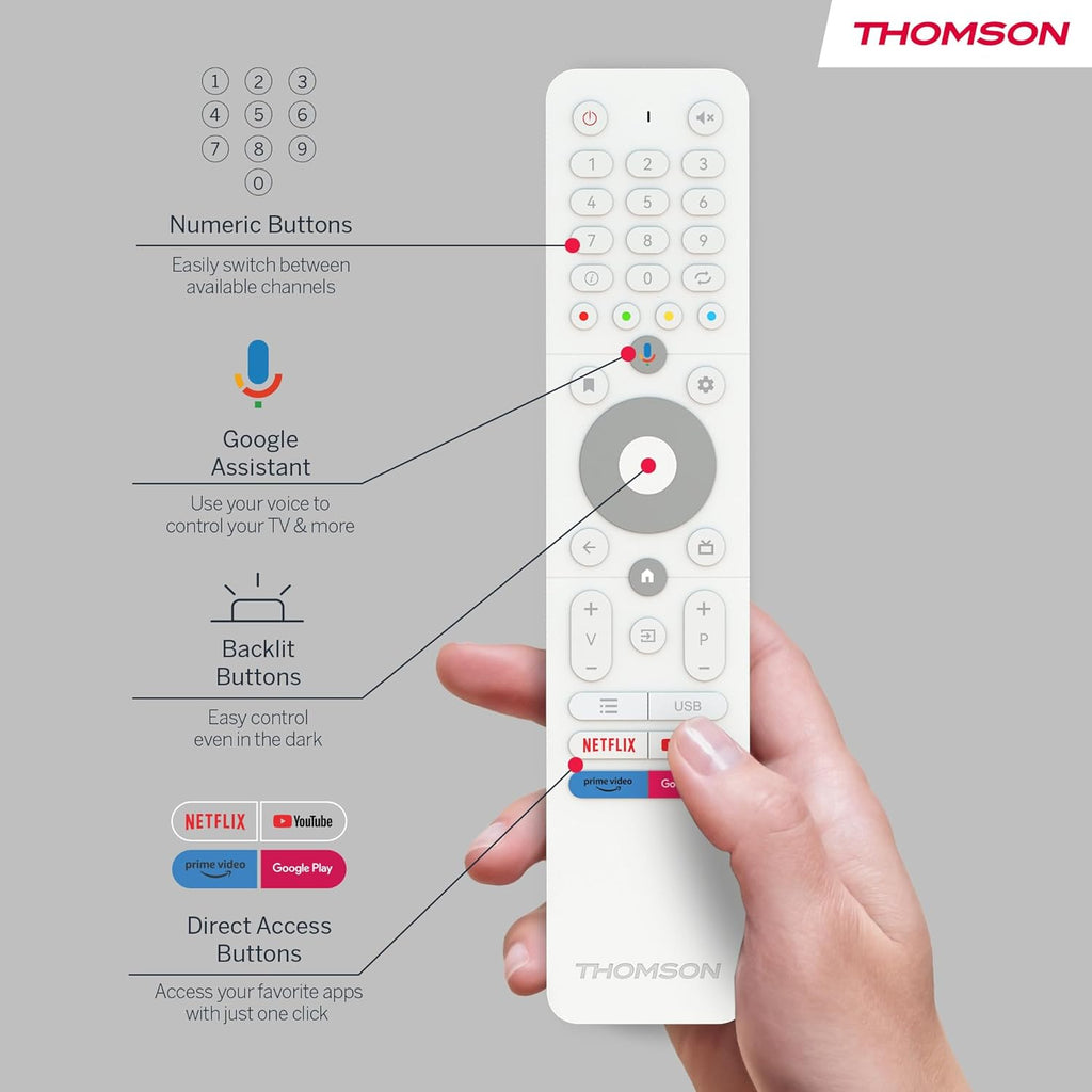 THOMSON 32 Pulgadas (81 cm) Go TV, Televisor Android Portátil – HD Ready (1366x768), Control por Voz, Bluetooth 5.1, Wi-Fi, Función de Punto de Acceso, hasta 4 Horas de Autonomía - 32HA4M44
