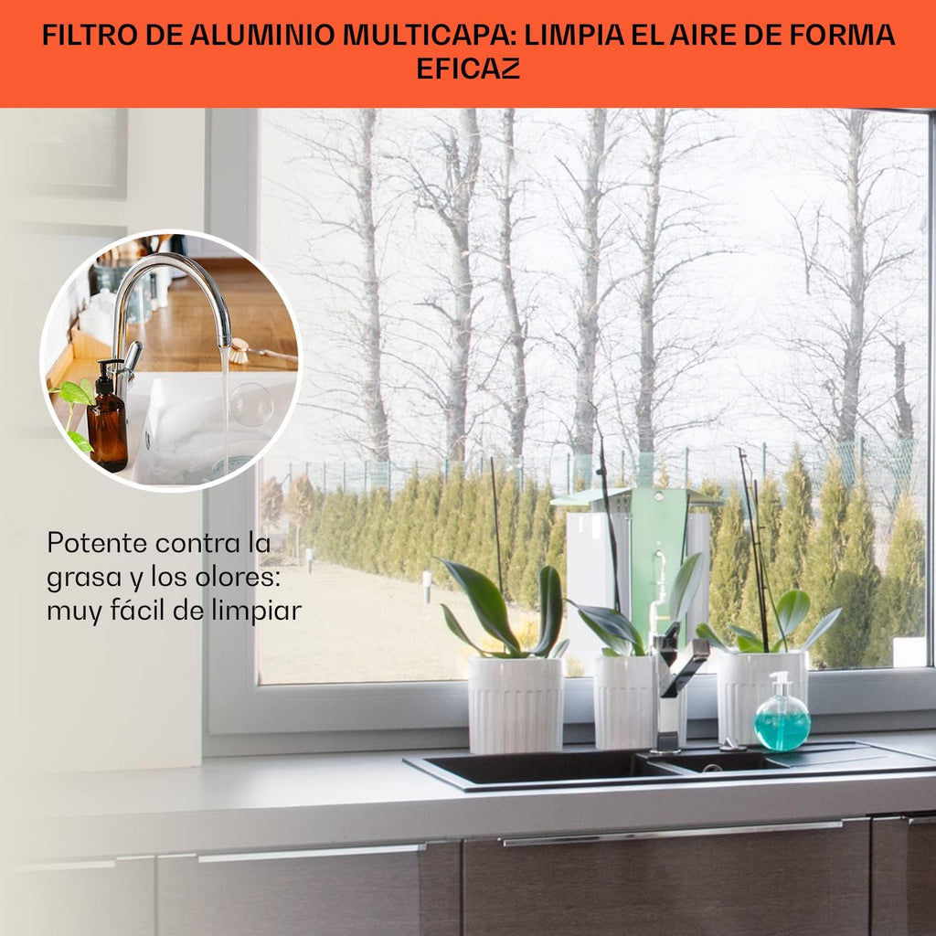 Klarstein Campana Isla Cocina, Extractor para Islas, Campana Techo Flujo Aire 641m³/h, Temporizador, Extractora Isla Regulable, Humos 3 Modos y Filtros de Carbón Activo