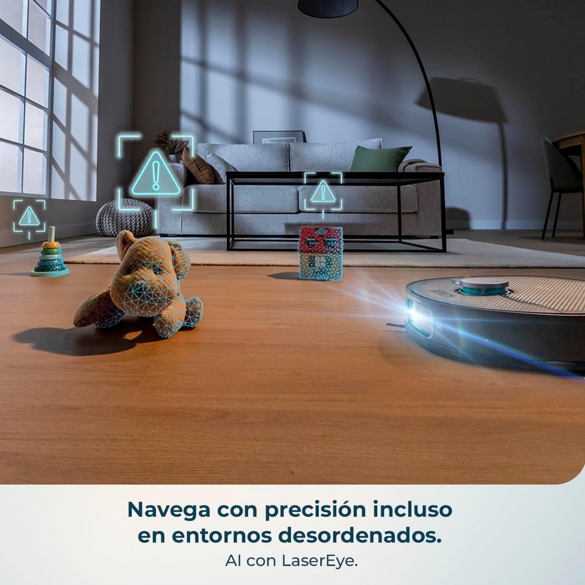 Cecotec Robot Aspirador y Friegasuelos con IA y Base Autovaciado Conga X70. Motor de Succión 15000Pa, Base 4 en 1, Tecnología Láser, Mopas Giratorias, Cepillo Lateral, App y Bluetooth
