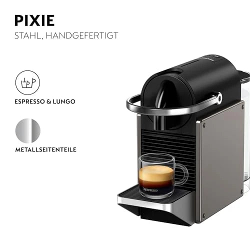 2025 Cafetera de cápsulas Krups Nespresso Pixie Redesign | Espresso y lungo | Estilo industrial | Bajo consumo energético | Apagado automático | Bandeja ajustable | Cápsulas reciclables | Modelo XN306T