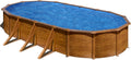 Piscina de Acero Elevada,Ovalada con Aspecto Madera. Piscinas Desmontables para Jardín. 730 x 375 x 120 cm - Piscina Gre KIT730W Pacific.
