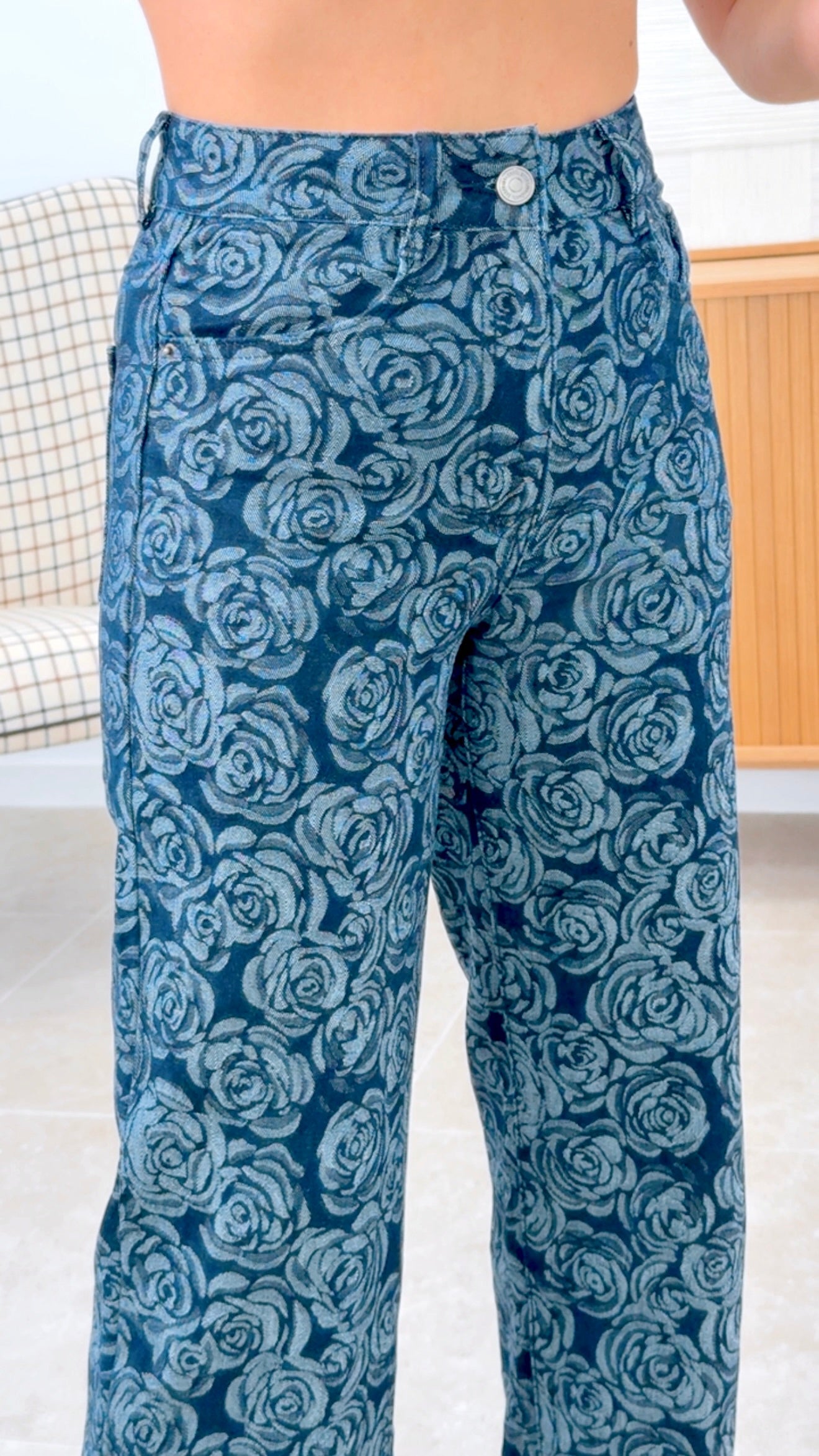 PANTAL¨®N DENIM ROSAS