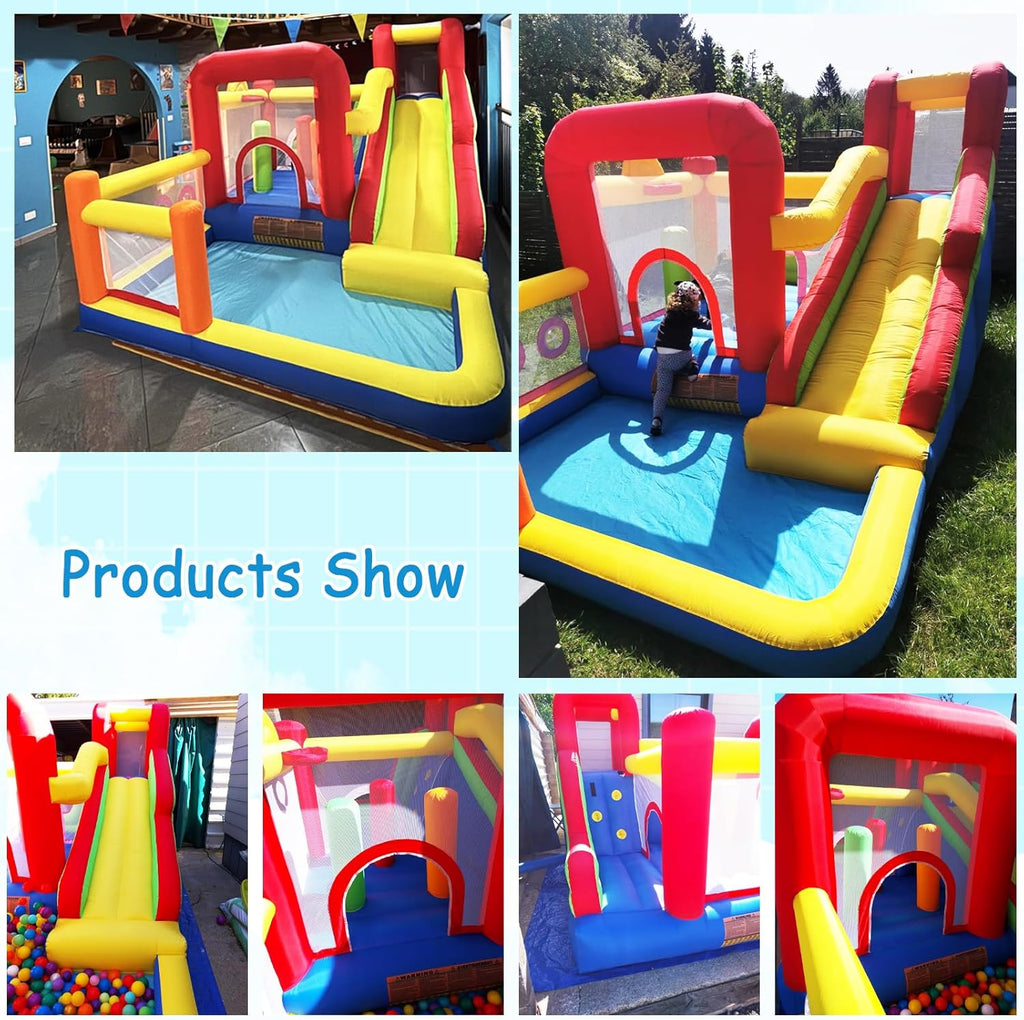 Castillo hinchable infantil con soplador – Multifuncional, red de seguridad, seguro y duradero, perfecto para cualquier temporada, para interior/exterior