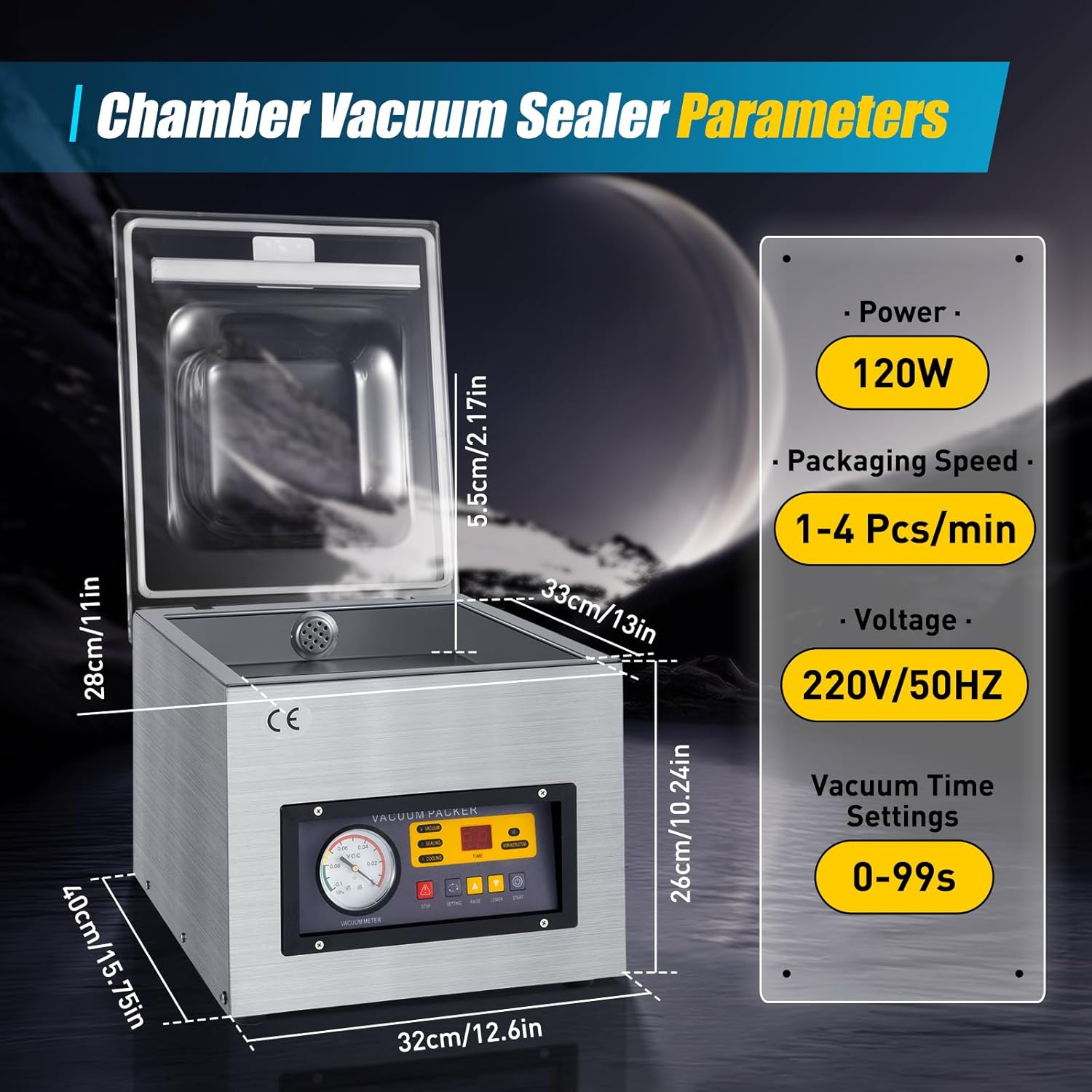 DZ-260S - Envasadora al vacío profesional de 5 litros para líquidos, máquina de vacío para sellado al vacío para sellado de alimentos, ideal para restaurantes