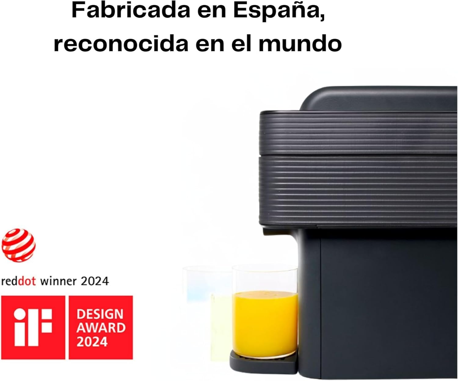 One exprimidor de naranjas electrico automatico | Tu zumo listo en menos de un minuto con solo pulsar un botón - orange juicer machine hecha en España | Más Rápida. Más Limpia. Mejor (NEGRO)