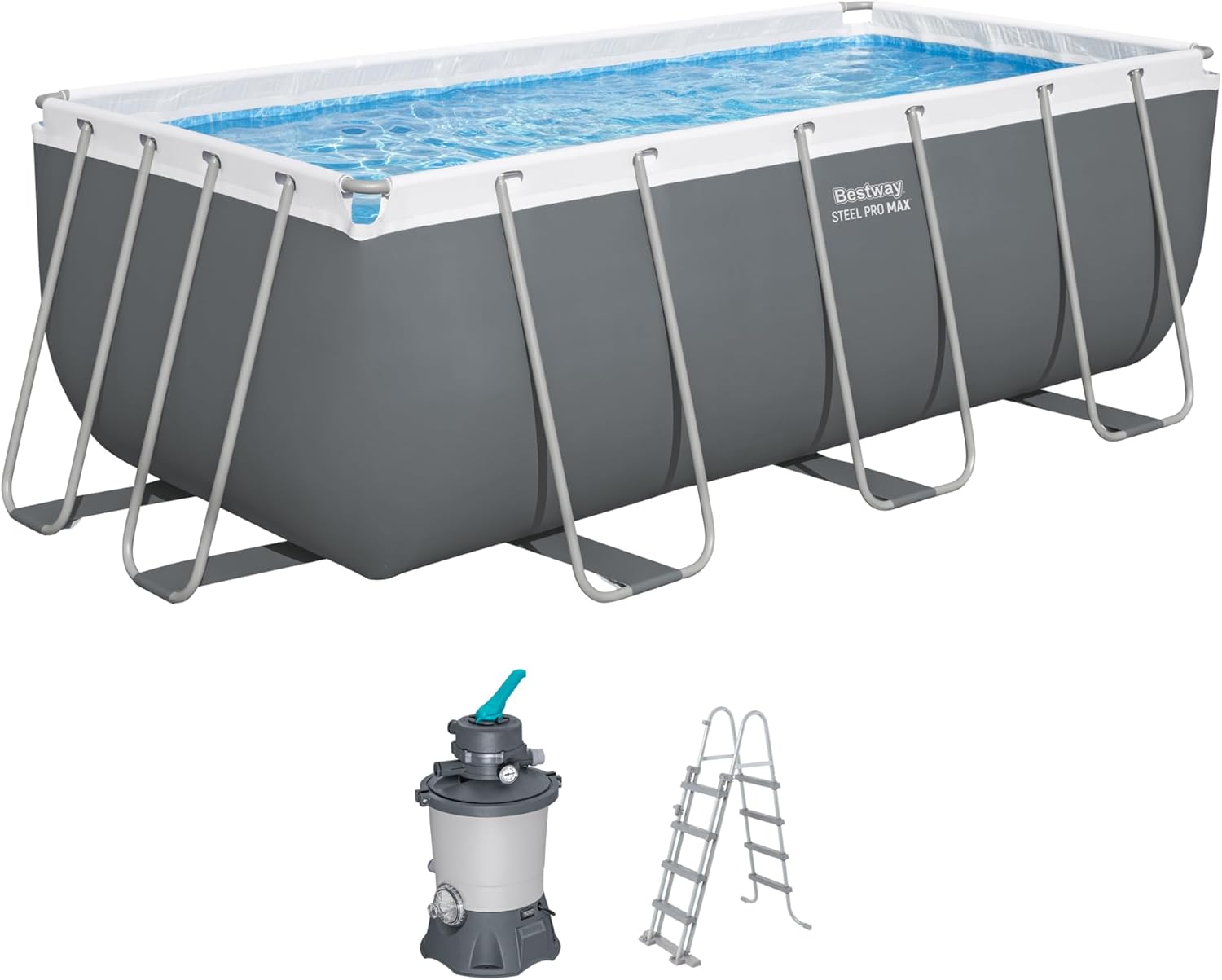 Bestway Juego de Piscina Rectangular de 13'6" x 6'7" x 48"/4.12 m x 2.01 m x 1.22 m