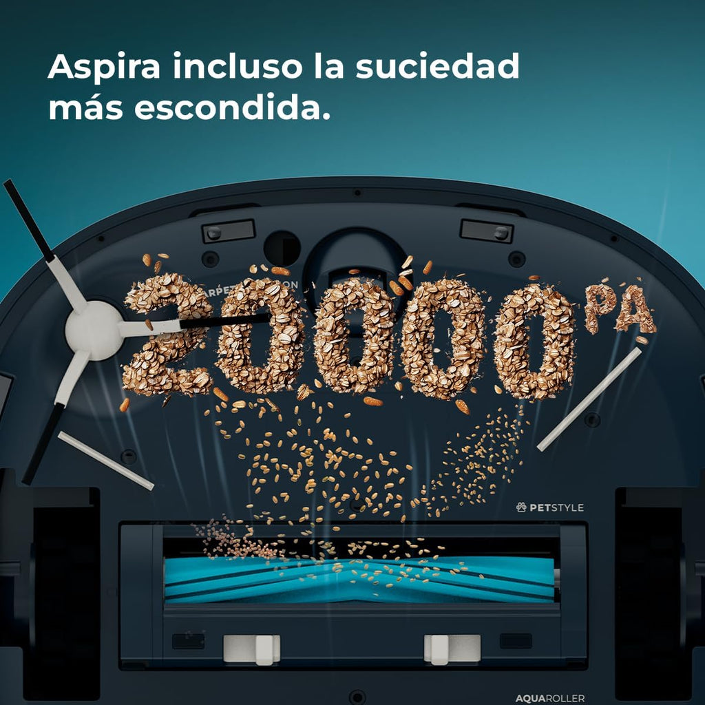 Cecotec Robot Aspirador y Friegasuelos con IA, Base Autovaciado y Tecnología Láser Conga Z100. 20000Pa, Fregado Profesional con Mopa Bimaterial XXL, Autovaciado Polvo, Agua y Limpieza de Mopas, App