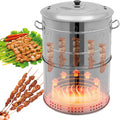 Parrillas de carbón portátiles Grandes,Parrilla de carbón Inoxidable de Barril,360° sin Humo para Exteriores con 50 brochetas,ahumador para Barbacoa,Cocina al Aire Libre y Viajes