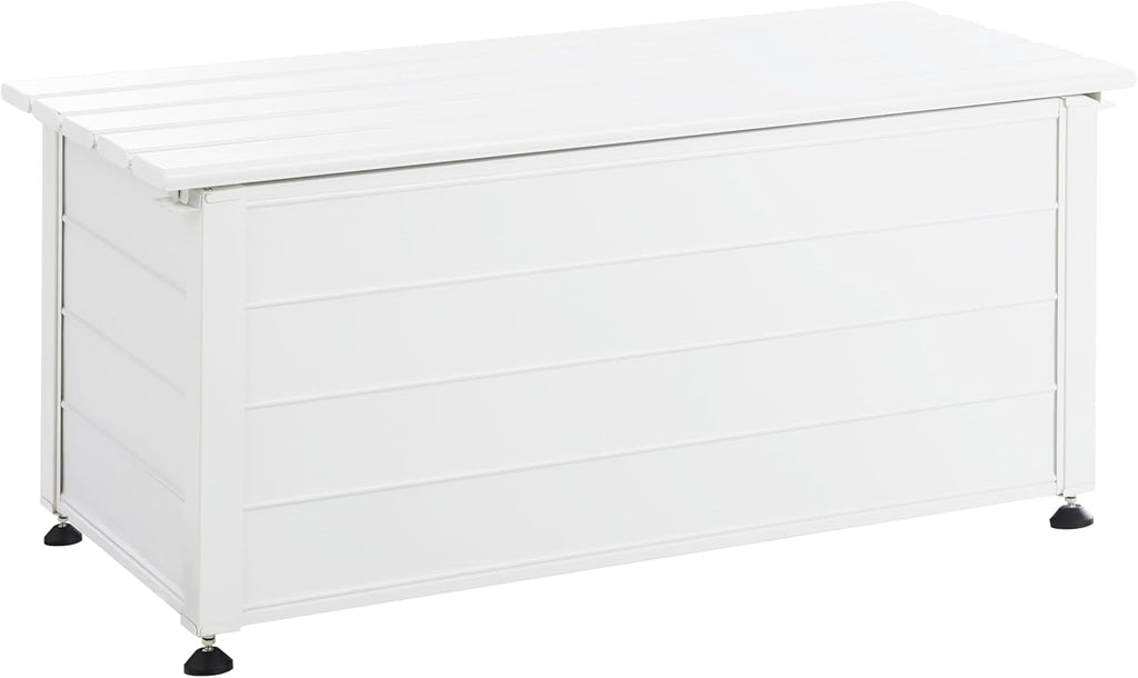 Beliani Arcón para exterior de aluminio mueble de almacenaje de jardín blanco 113 x 50 cm Campalto