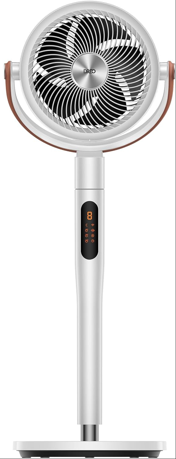 Dreo cichy inteligentny wentylator 25dB, zasięg 30M, 1500m³/h przepływ powietrza, turbo cyrkulator, wysokość 110CM, 6 trybów, 8 prędkości, oscylacja 120°+105°, PolyFan 513S